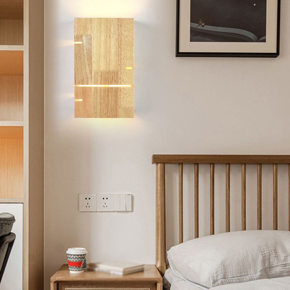 Muto Wall Lamp Rectangular Minimalist, Mounted Bedside, Wood, Bedroom