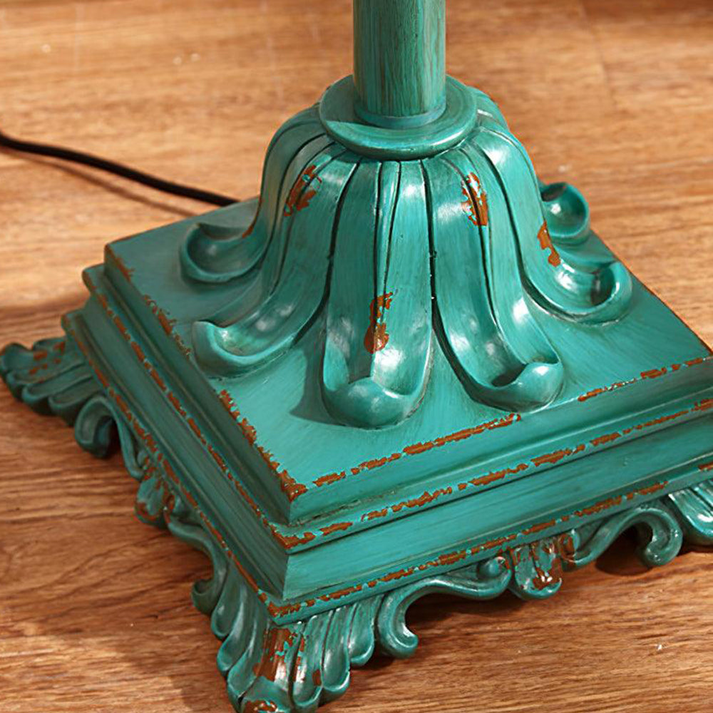 Eryn vintage gulvlampe med bord, metal/harpiks, grøn, stue