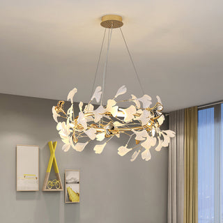 Olivia Modern Ginkgo Blad Metall Keramisk LED Ljuskronor Matsal Vardagsrum Sovrum