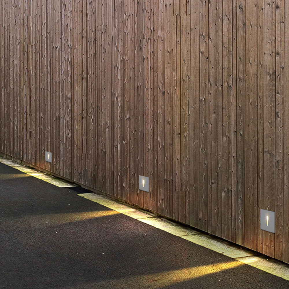 Ray moderne firkantet/rund udendørs terrasse-/trappelampe i metal, sort