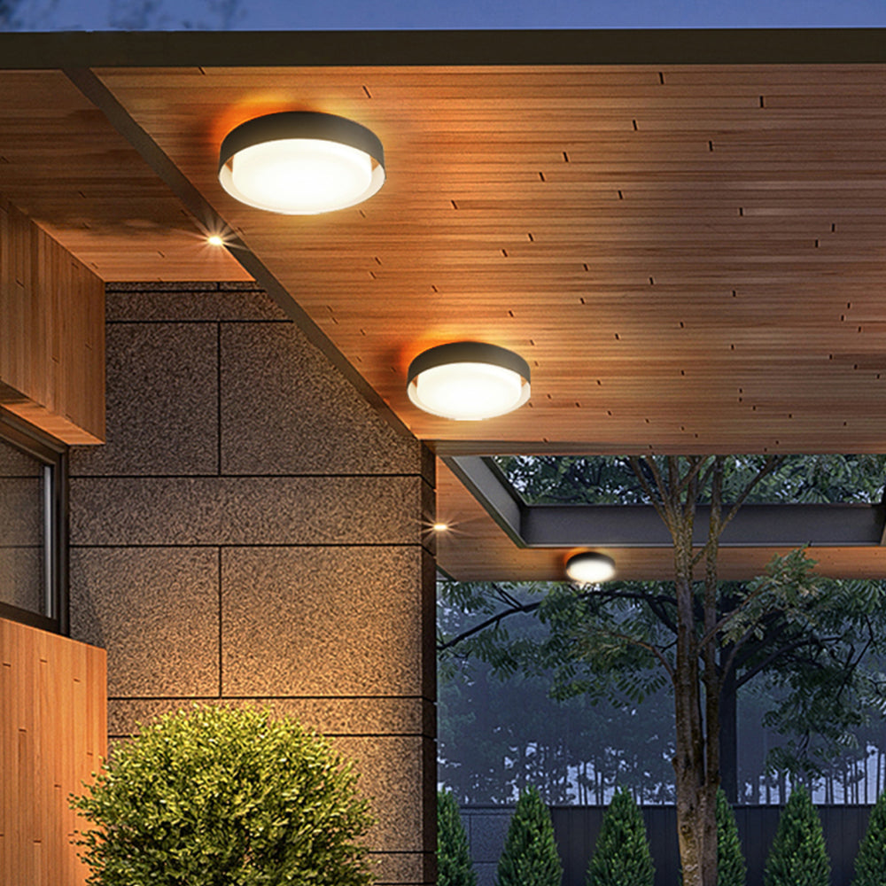 Ray Modern Round Flush Mount Ceiling Light, Metal/, White/Black