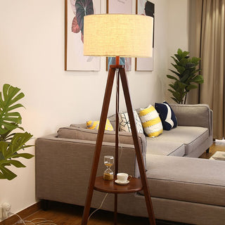 Ozawa Golvlampa Triangel Vintage, Trä/Tyg, Beige, Vardagsrum