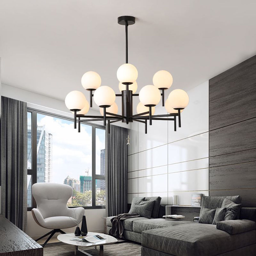 Silva-moderni pallomainen kuplavalaisin, metalli/lasi, kulta/musta