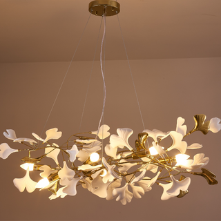 Olivia Design Ginkgo Blad Metall Keramisk LED Ljuskrona Vardagsrum Sovrum