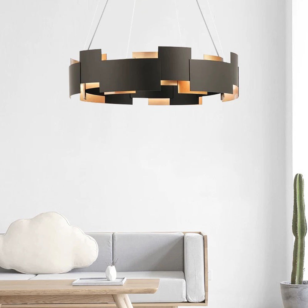 Arisha modern ringformad pendellampa i metall, svart