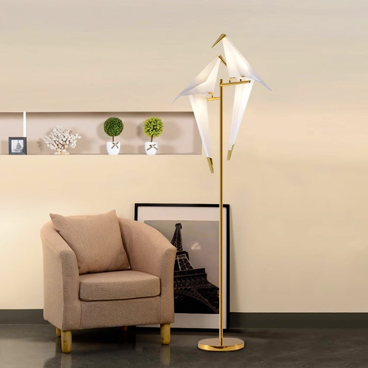 Clifford nordisk fuglebordslampe/gulvlampe, guld, 1/2/3 lyskilder