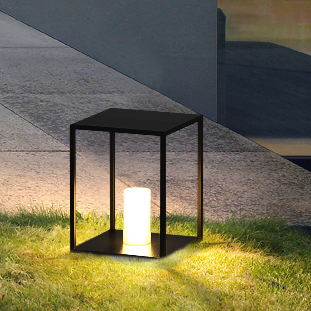 Ray minimalistisk rektangulær solcelledrevet udendørs jordlampe i metal