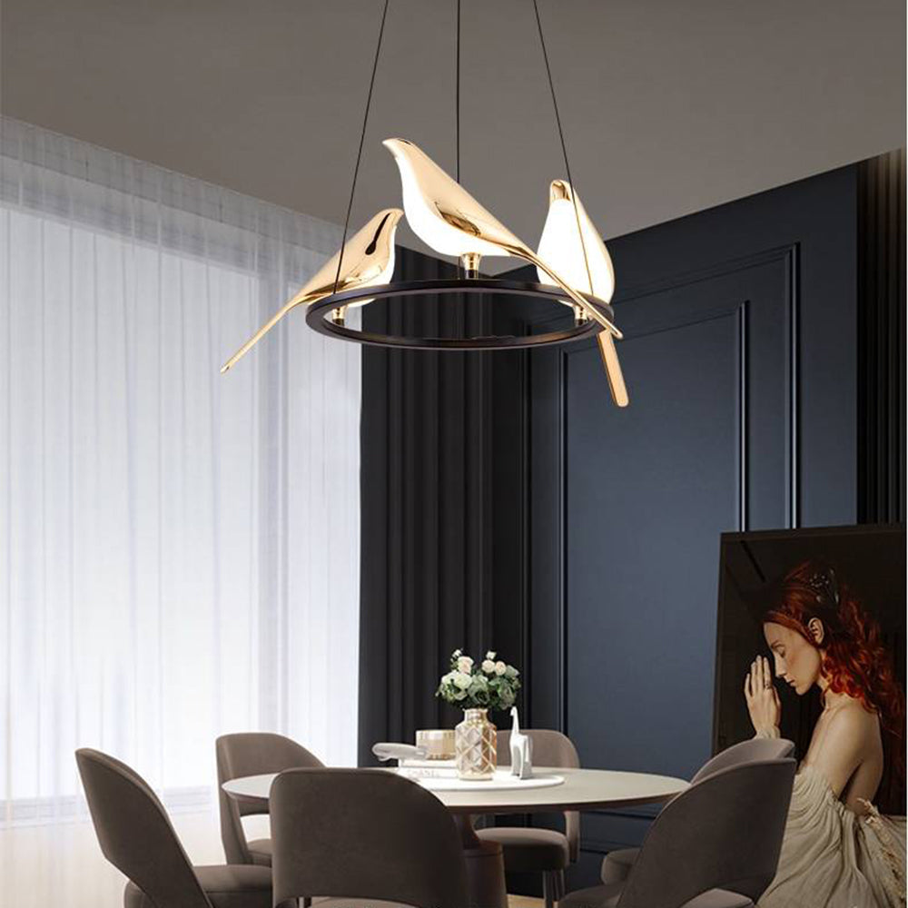 Arisha modern fågelpendellampa, guld och svart, 2 utföranden