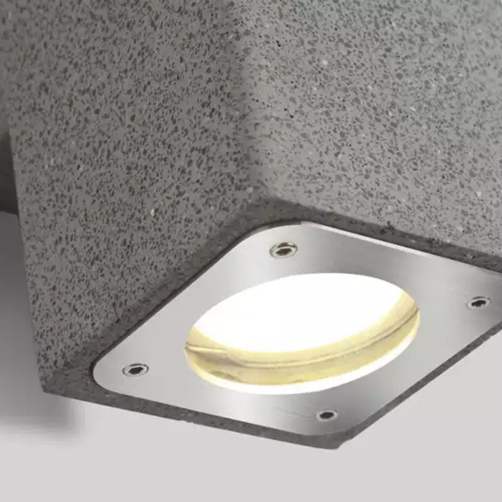 Ray minimalistisk fyrkantig utomhusvägglampa i cement, vit