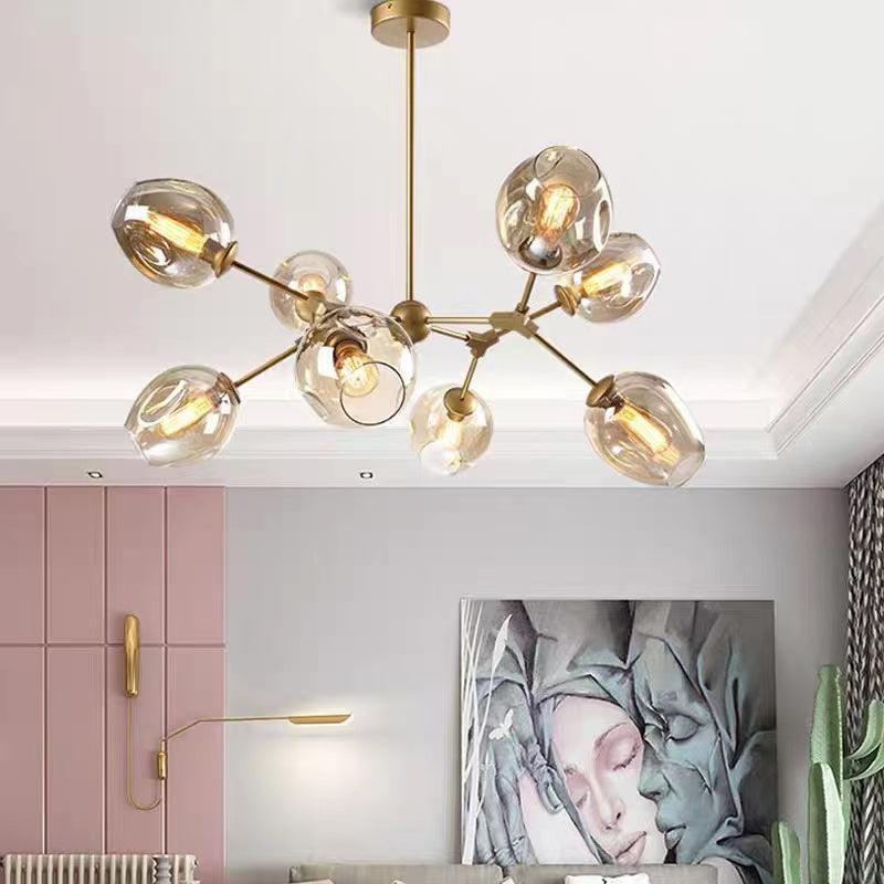 Valentina Modern Bubble Metal Pendant Light, Black/Gold