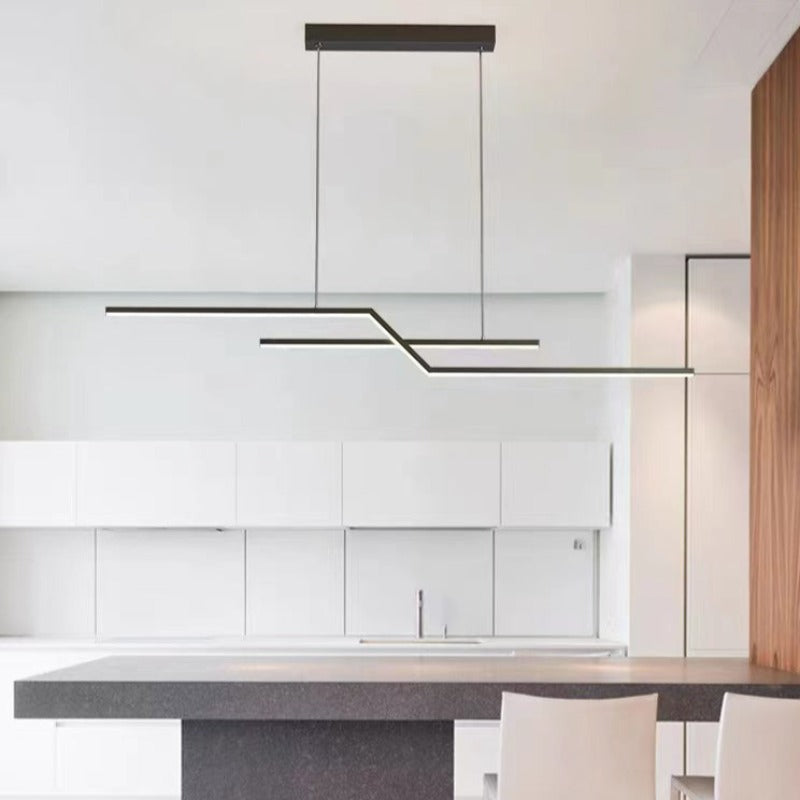 Arisha Parallel Fold Linear Pendant Light, Black/Gold, Living Room