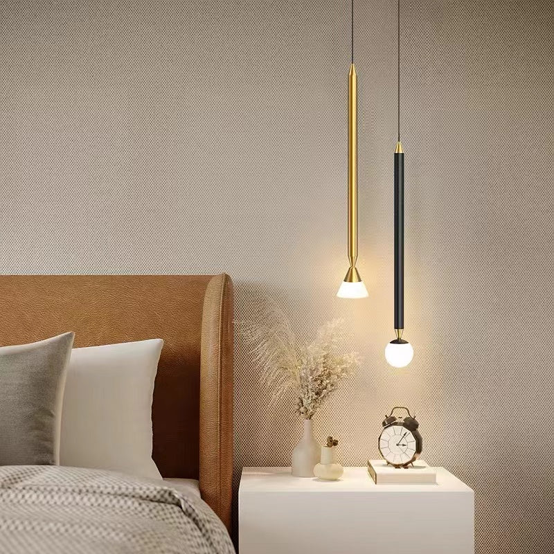 Vikal Linear Pendant Light Bedside, Black & Gold