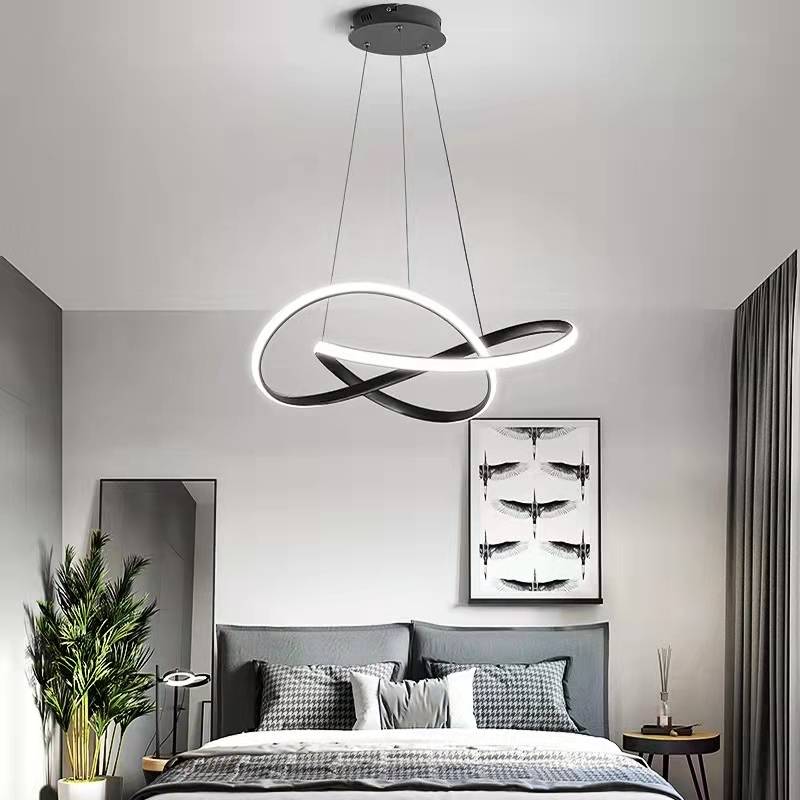 Arisha modern linjär pendellampa i metall, svart/vit, matsal