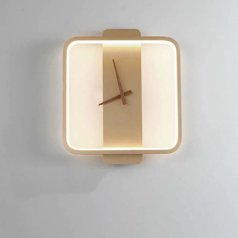 Valentina Arisha Square Clock Metal & Wall Lamp, Gold