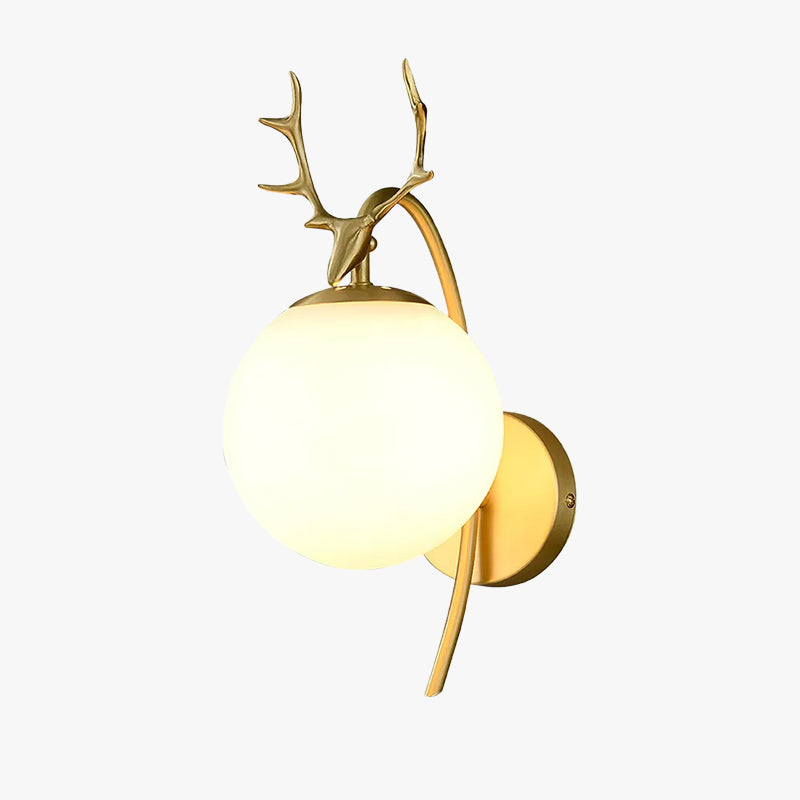 Valentina modern art déco-vägglampa med hjortmotiv för sängbord, svart/guld