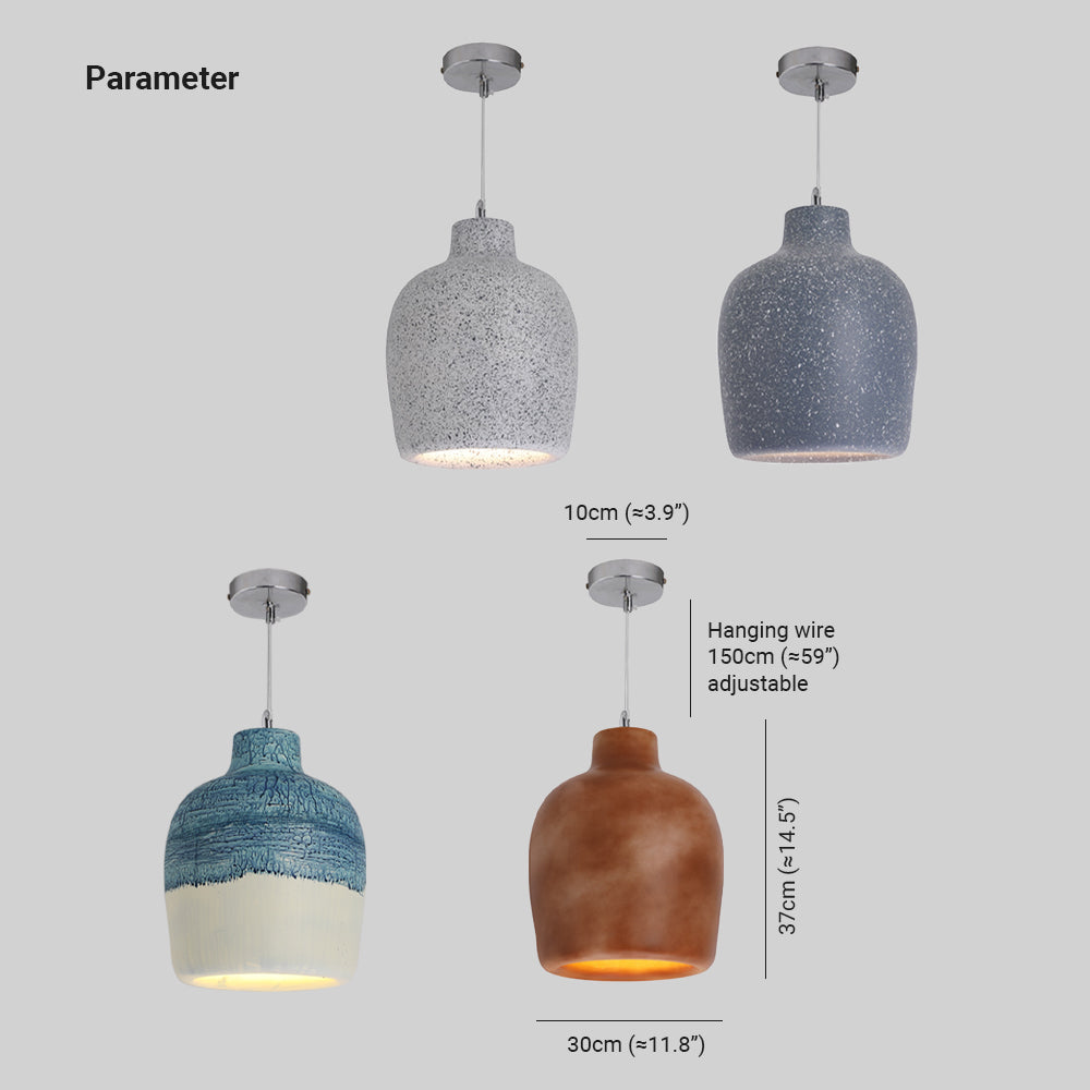 Avi Wabi Sabi Jar Shaped Resin Pendant Light, 4 Color
