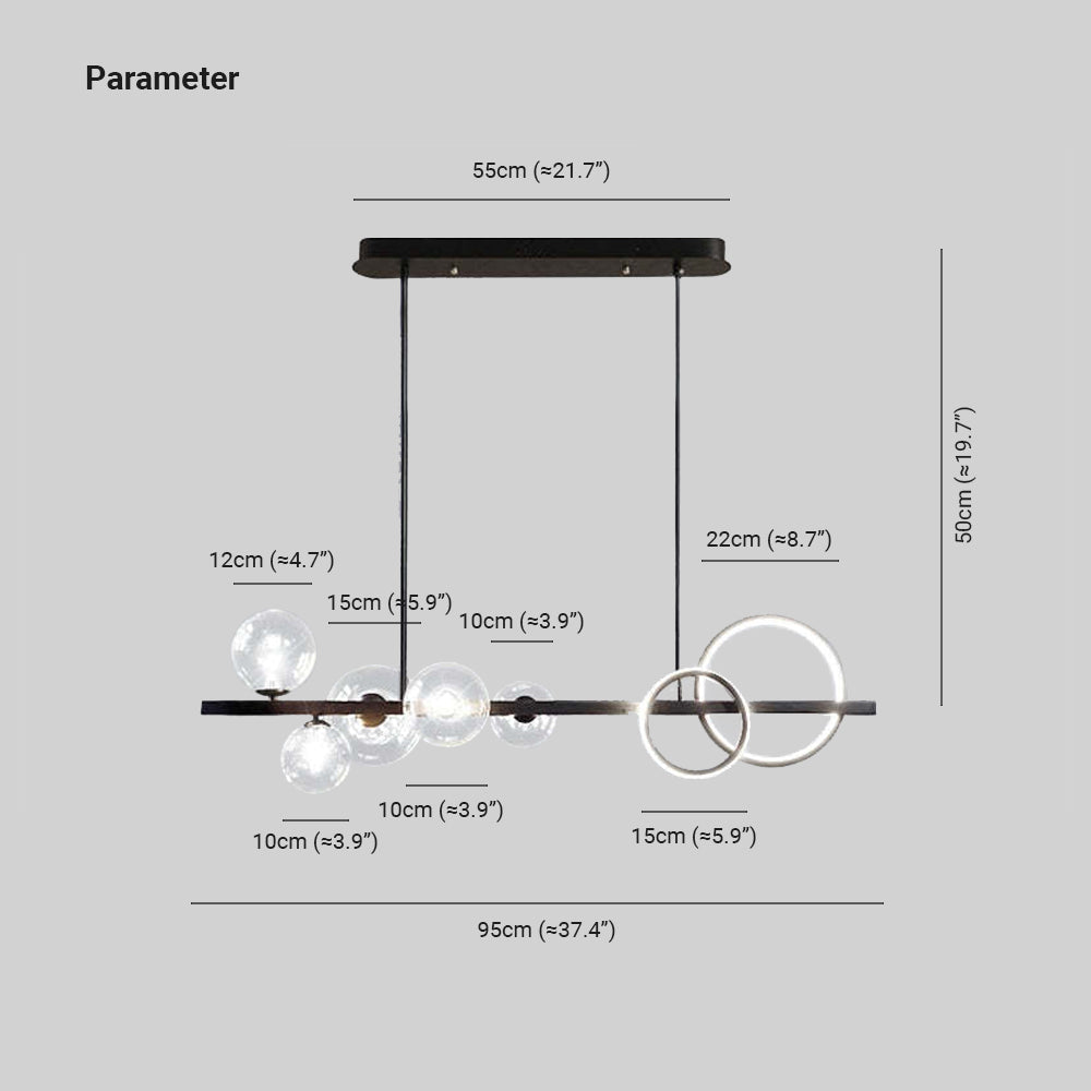 Arisha Pendant Light Bubble Circle Modern Black/Gold, Bedroom