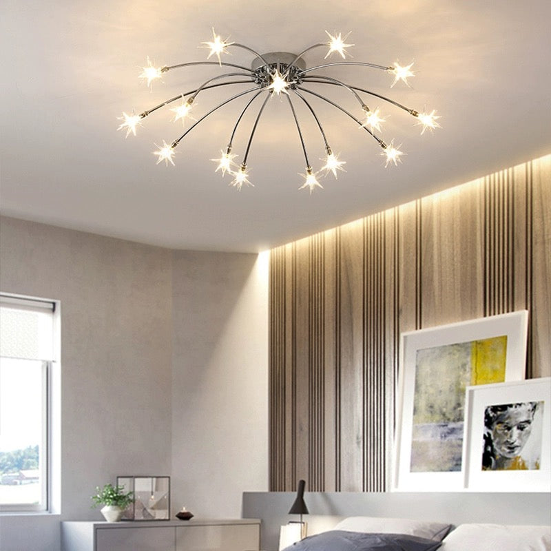 Arisha art deco-ljósmálmloftlampi með stjörnubjarma