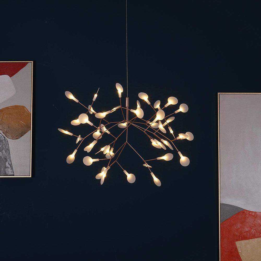 Lior unik Sputnik-ljuskrona i art déco-stil med eldflugor, vardagsrum/sovrum