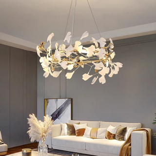 Olivia Modern Design LED Pendellampa Metall Guld Gingko Keramik Vardagsrum/Matsal/Sovrum