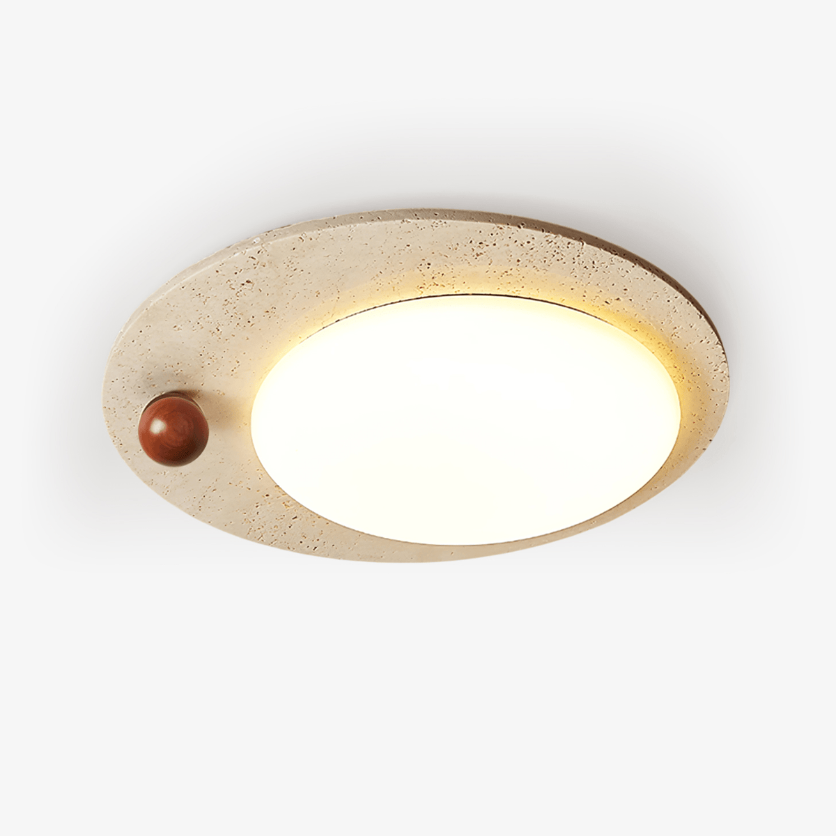 Aeolisk rund loftslampe i travertin