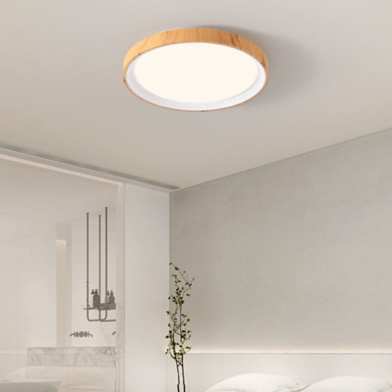 Arisha Modern LED Flush Mount Ceiling Light White Wood Kitchen