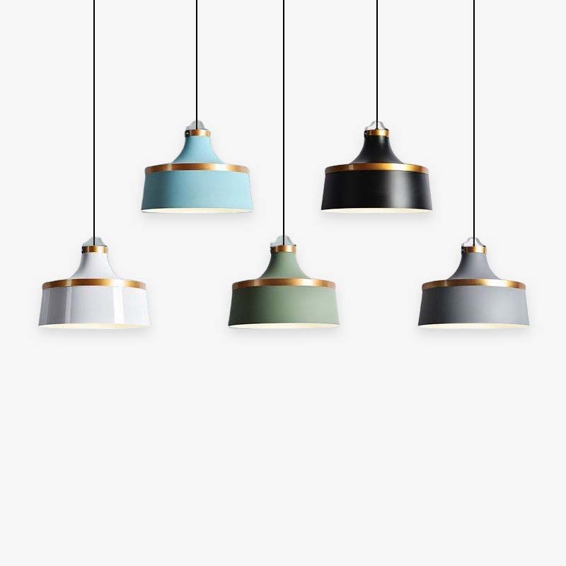 Valentina modern färgglad enkel pendellampa med metallskärm