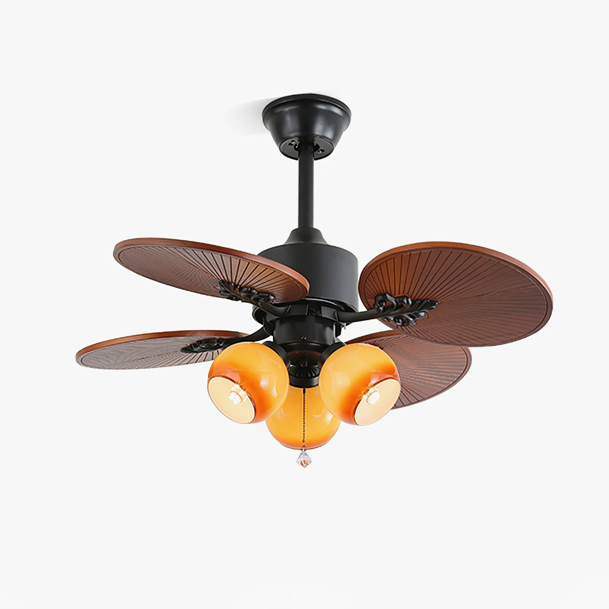 Ventoinha de teto com luz de vidro tropical Celiira