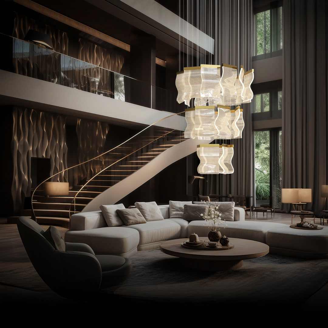 Kristy industriell takkrona med vågformad design /Metall Guld Sovrum/Vardagsrum