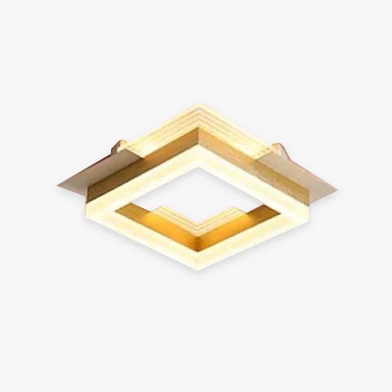 Arisha moderne enkel guldfarvet loftslampe, firkantet/rund