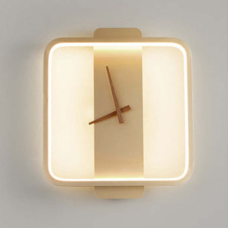 Valentina Arisha Square Clock Metal & Wall Lamp, Gold