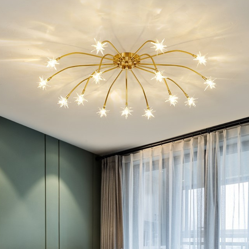 Arisha art deco-ljósmálmloftlampi með stjörnubjarma