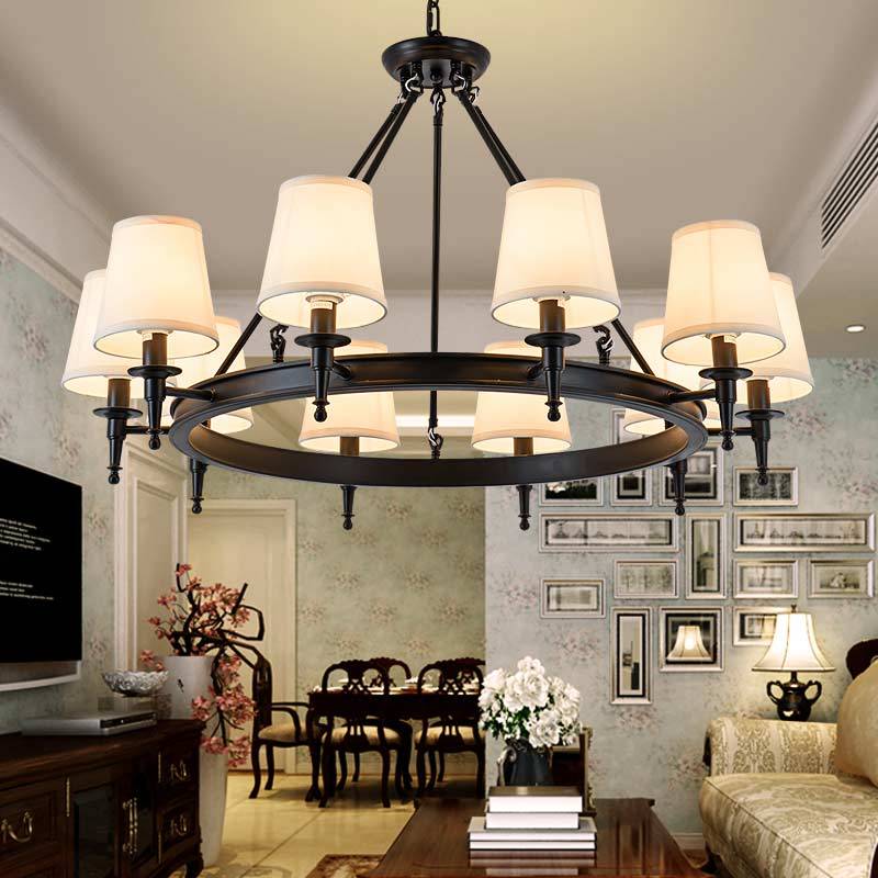 Silva vintage Ring Metal/Fabric Chandelier, Black/Copper