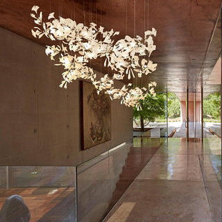 Olivia Design Ginkgo Blad Metall Keramisk LED Ljuskrona Vardagsrum Sovrum