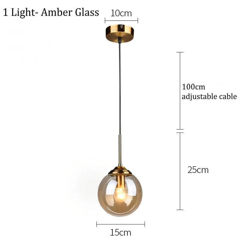 Valentina designad bubbelpendellampa i glas, rökfärgad/klar/bärnstensfärgad
