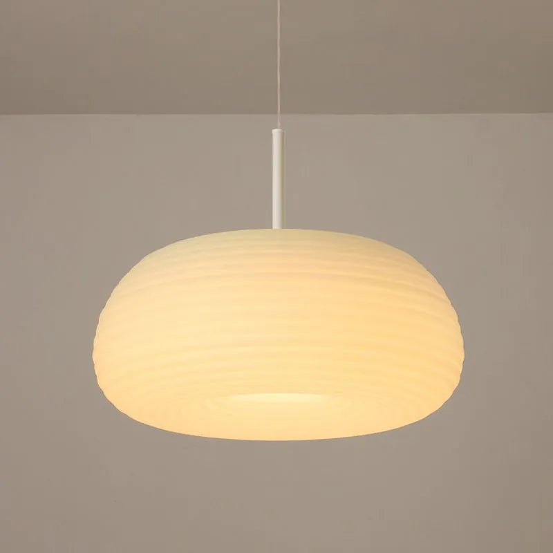 Zoriel Pendant Light White Glass Drum Shape