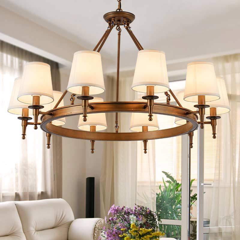 Silva vintage Ring Metal/Fabric Chandelier, Black/Copper