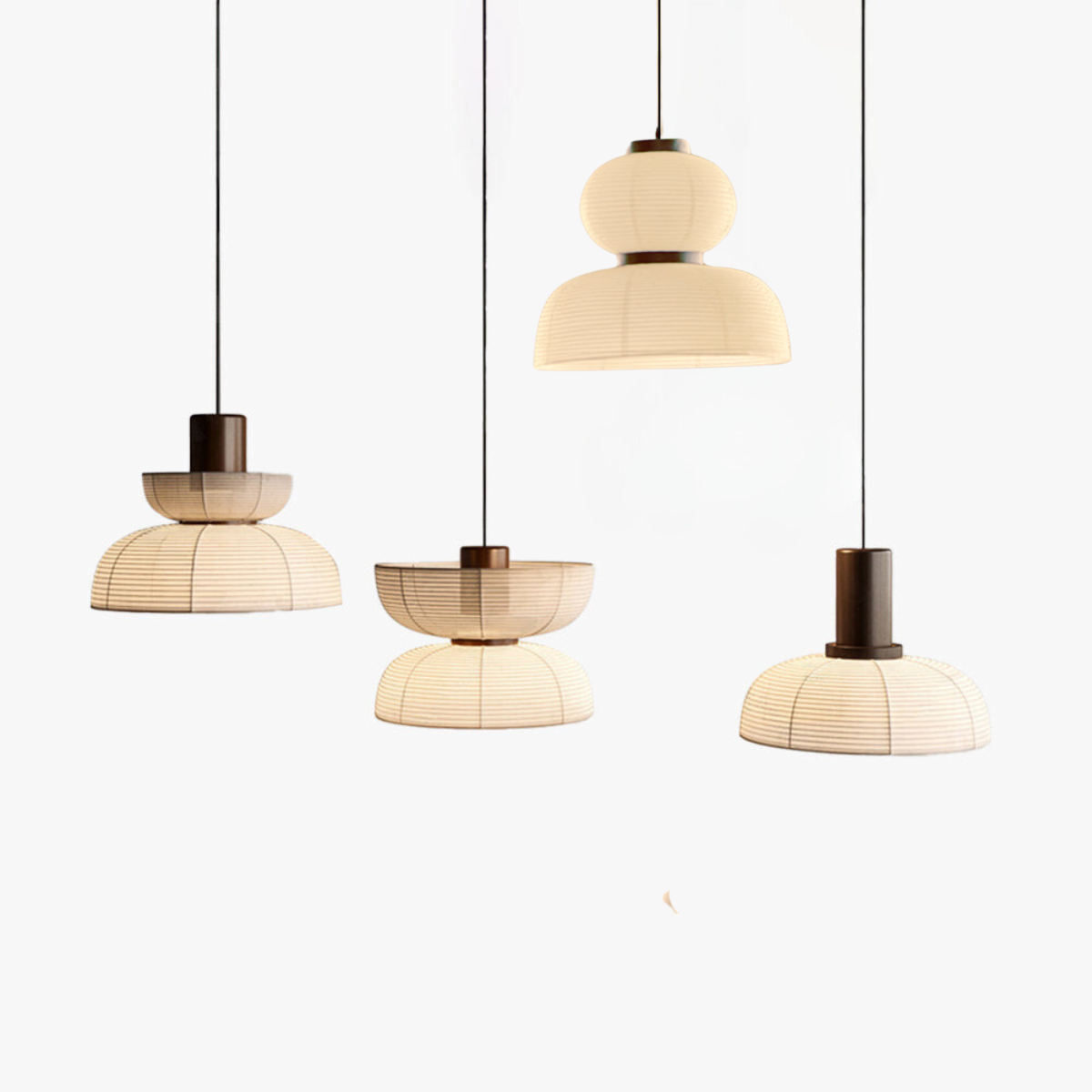 Muto retro-pendellampe i stof og metal, 2 stilarter