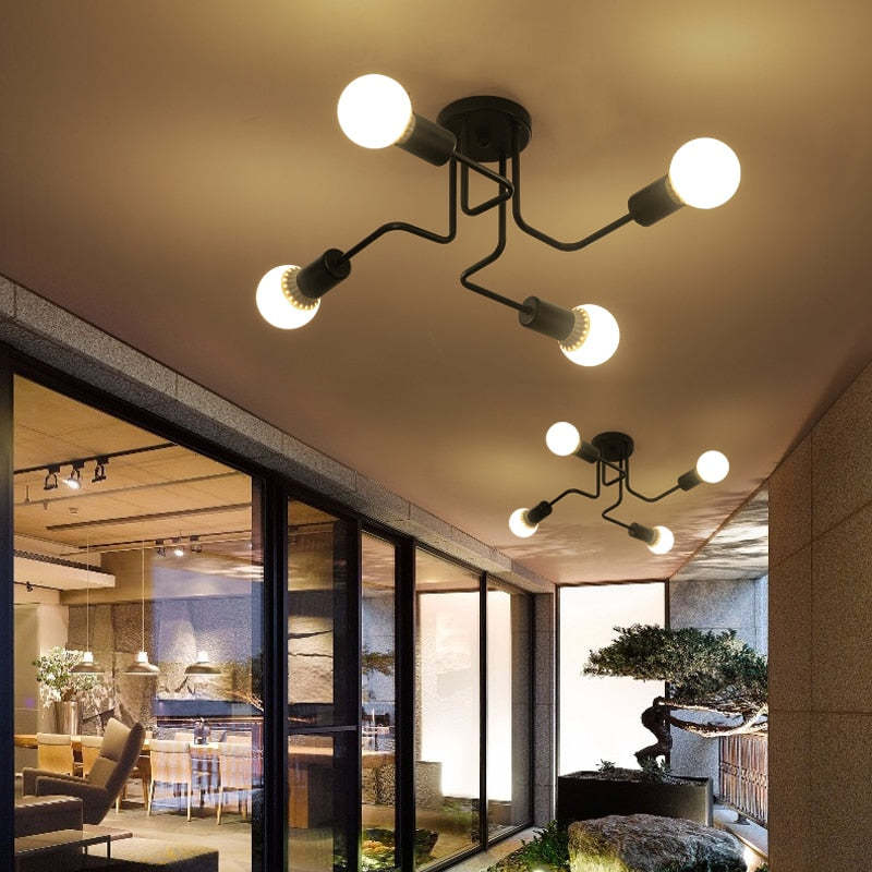 Arisha Vintage Modern Minimalist Industrial Metal Black Ceiling Lamp