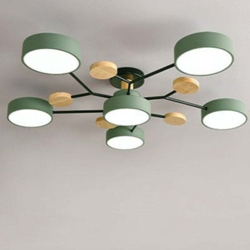 Arisha Ceiling Light, Wood Round for Living Room