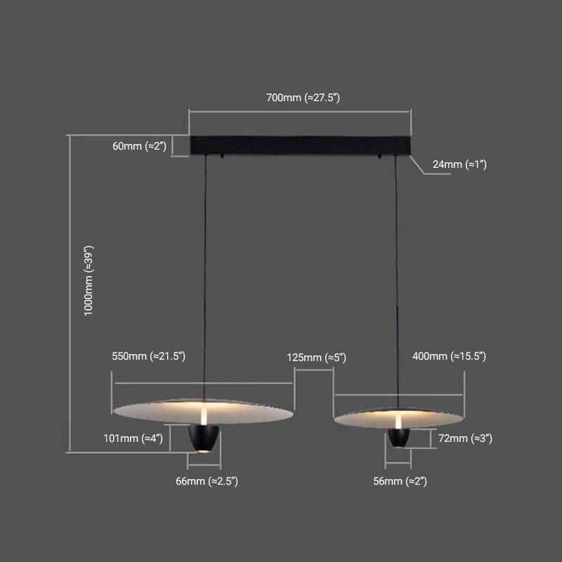 Arisha modern nordisk klusterpendellampa, svart, hattformad