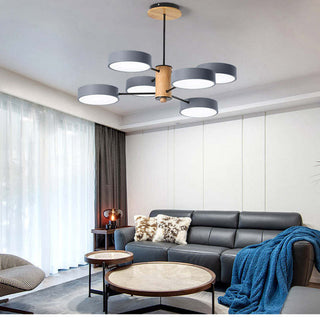 Sienna Design Rund LED Pendellampa Vit/Grön/Grå Metall/Trä/Akryl Sovrum/Vardagsrum