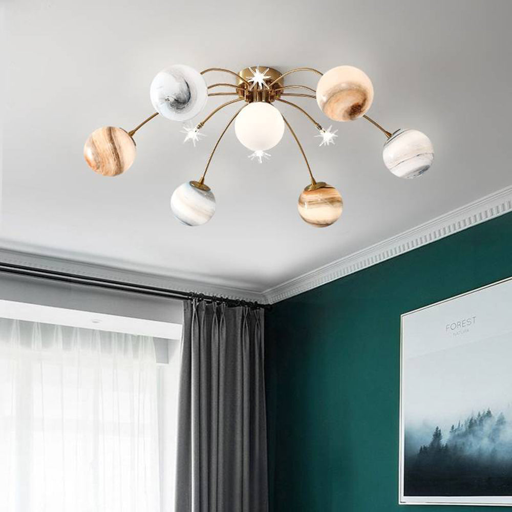 Aria Modern Planet Flush Mount Ceiling Light, Living Room