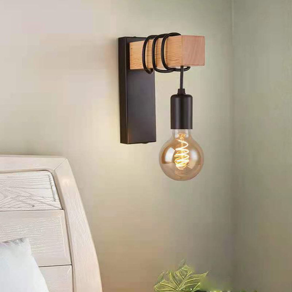Silva Wall Lamp Bulb Industrial, Metal, Black/White, Living Room
