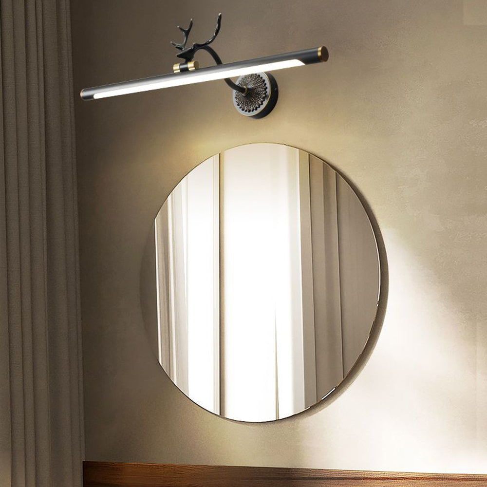 Arisha Decorative Deer Mirror Front Vanity Wall Lamp, Black/Gold