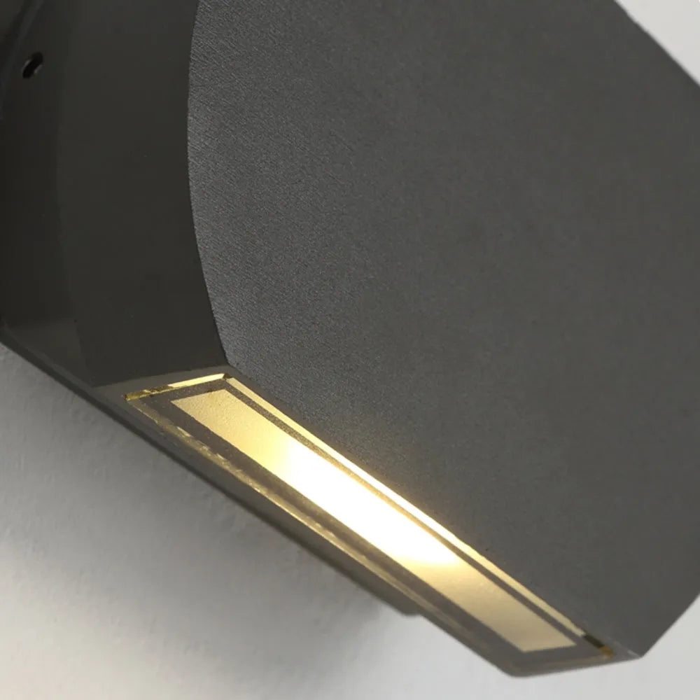 Ray minimalistisk geometrisk utomhusvägglampa i metall, svart/grå
