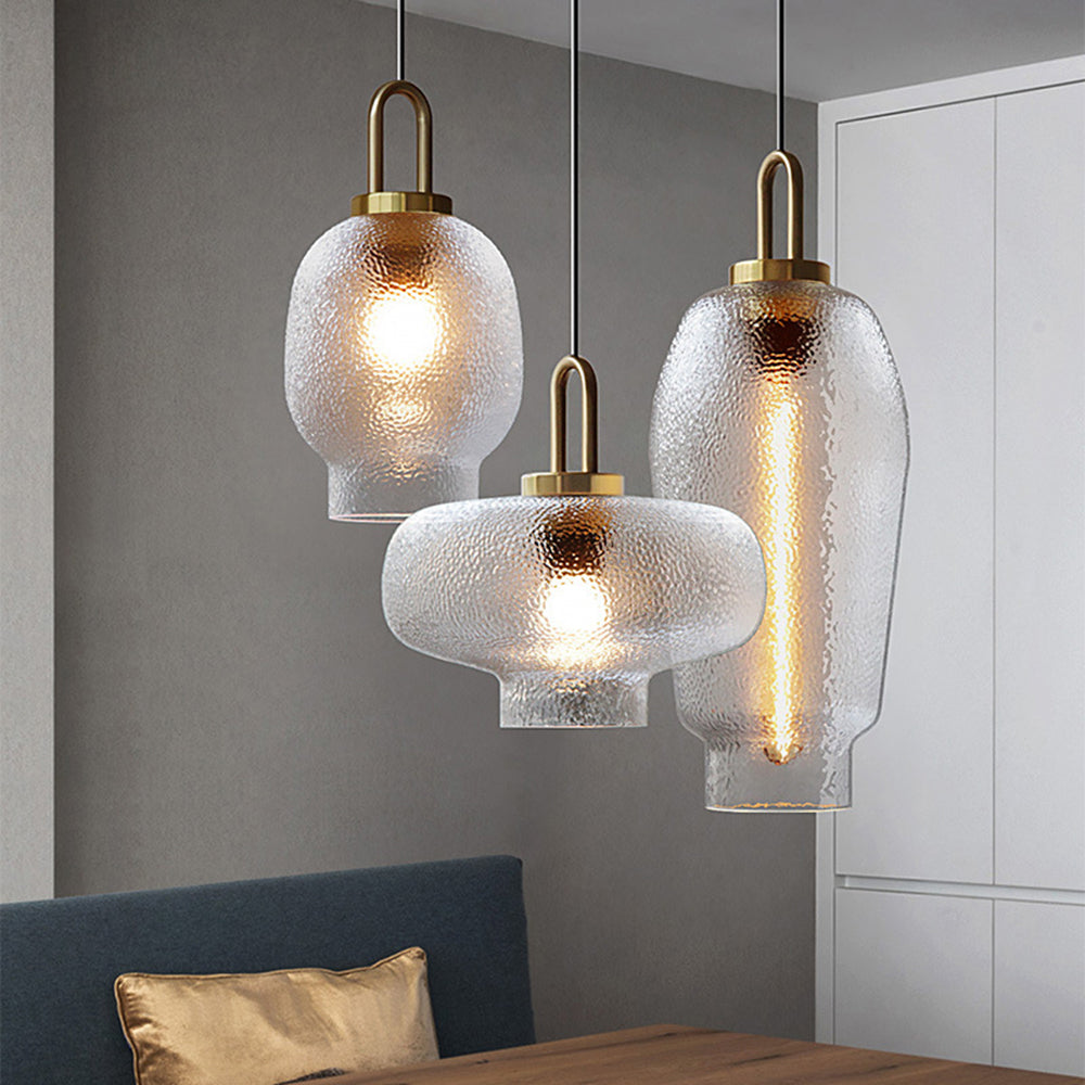 Valentina minimalistisk blåst pendellampa i frostat klart glas