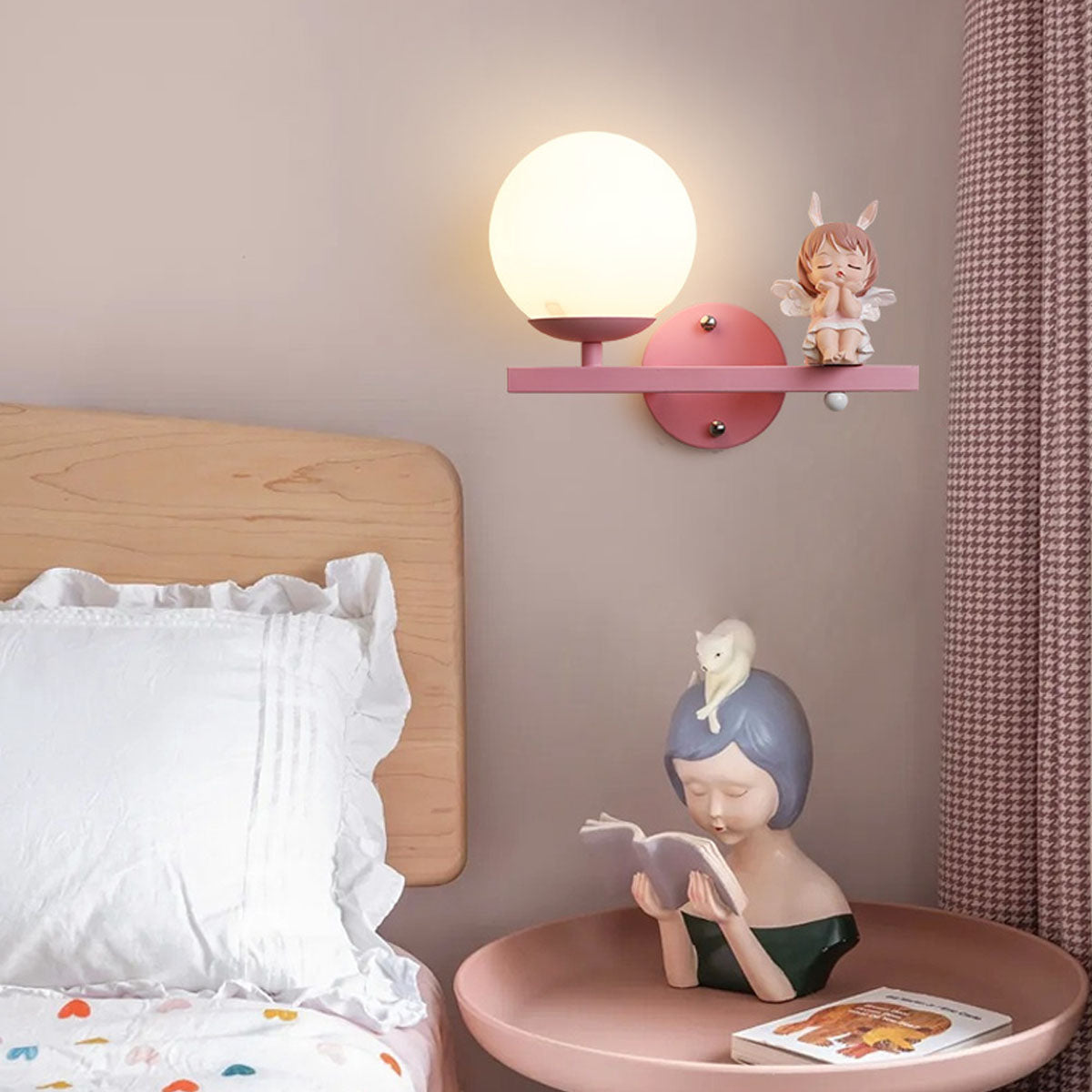 Aria moderne væglampe i metal/glas, hvid og pink
