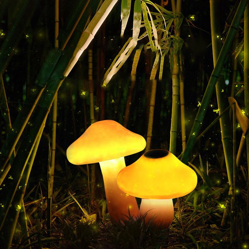 Ray svampeformet udendørs jordlampe, fast tilslutning/solenergi, orange