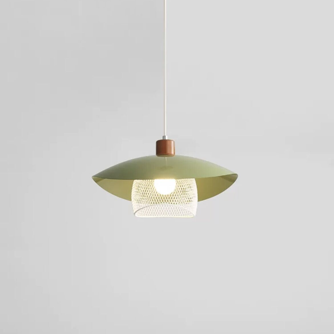Arisha Modern LED Pendant Light Beige/Green/Wood Dining Room